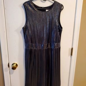 NWOT Silver pleated dress